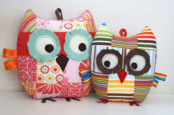 patchwork owl pillows