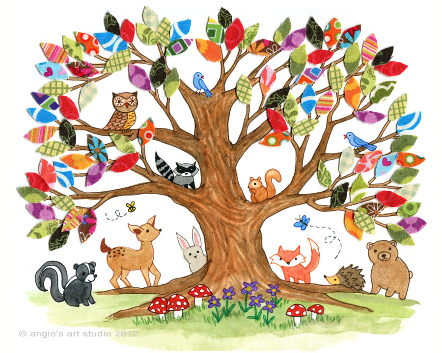 Tree of Life - Woodland Creatures Art Print