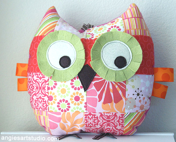 Patchwork owl pillow stuffed toy