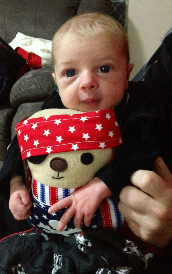 pirate dog plushie with baby