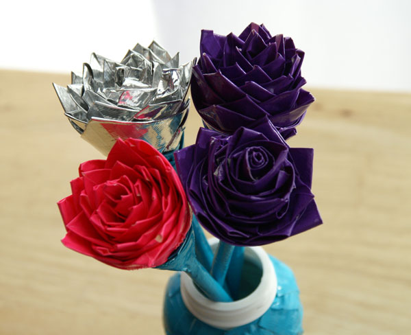 duck tape flowers in vase