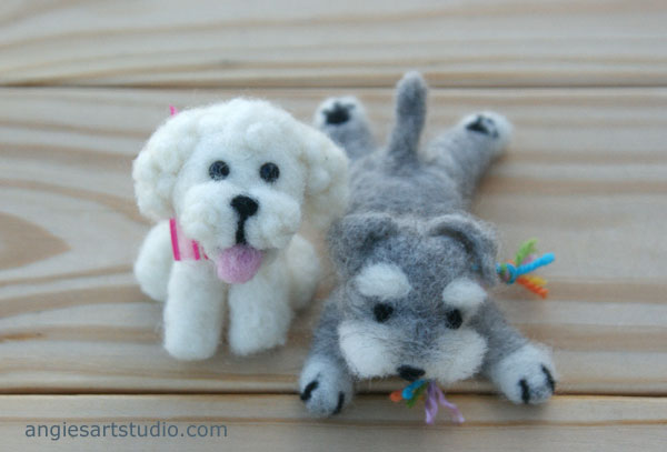 Needle Felted Puppies: Poodle and Schnauzer