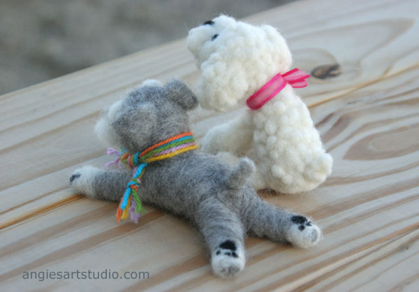 Needle Felted Puppies: Poodle and Schnauzer