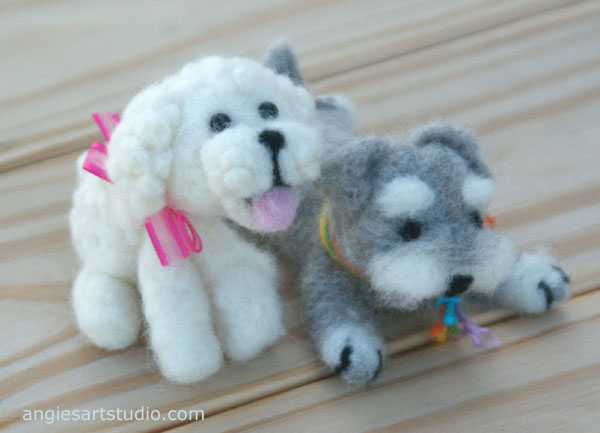 Needle Felted Puppies: Poodle and Schnauzer