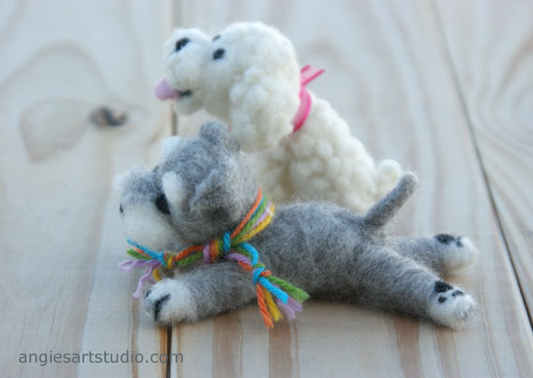 Needle Felted Puppies: Poodle and Schnauzer