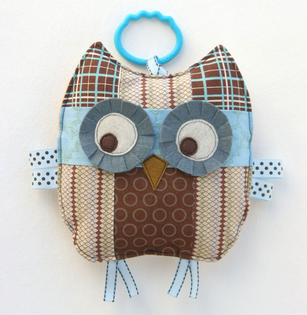 Otto the patchwork owl baby crinkle toy