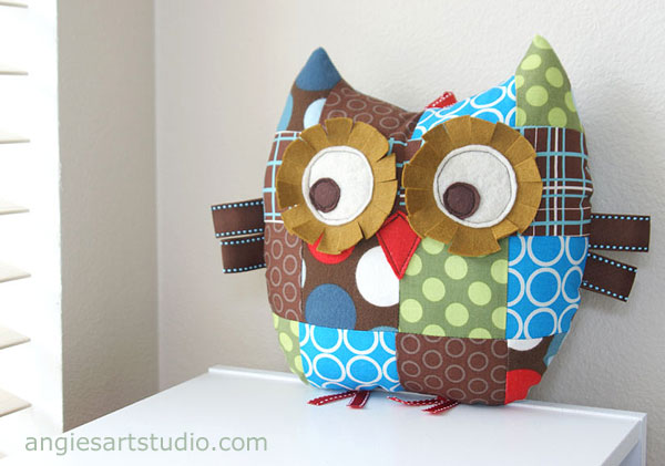 spotty patchwork owl pillow plush toy