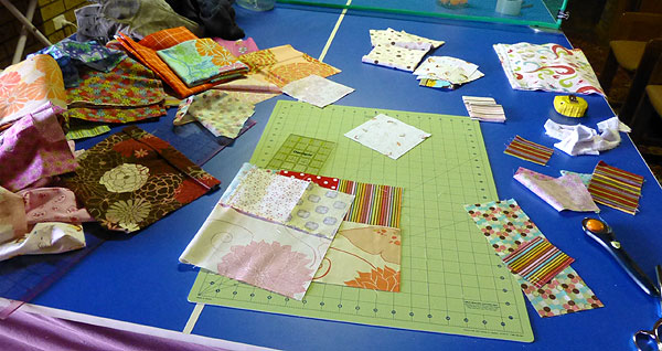 Patchwork bedspread in progress