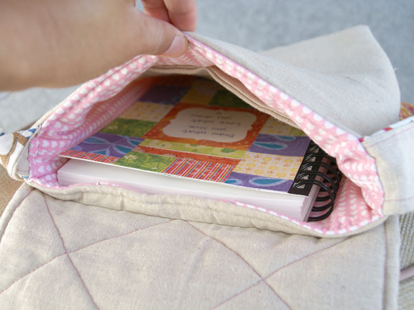 patchwork art bag inside view