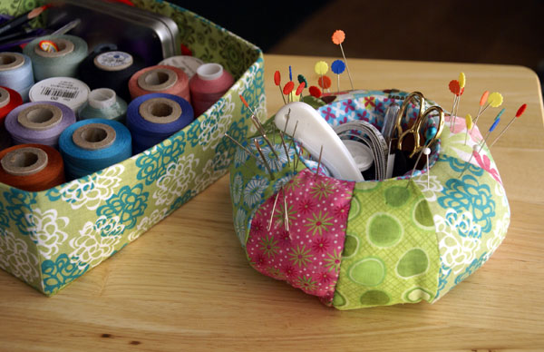 pin cushion and fabric box