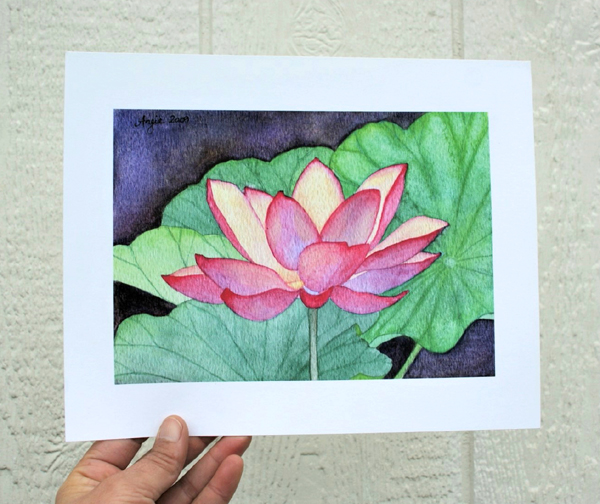 lotus flower art watercolor painting