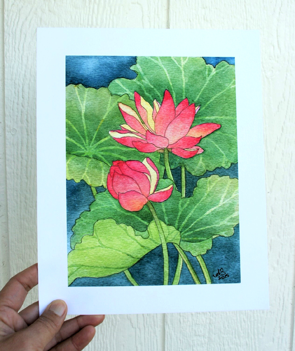 lotus flowers art print 